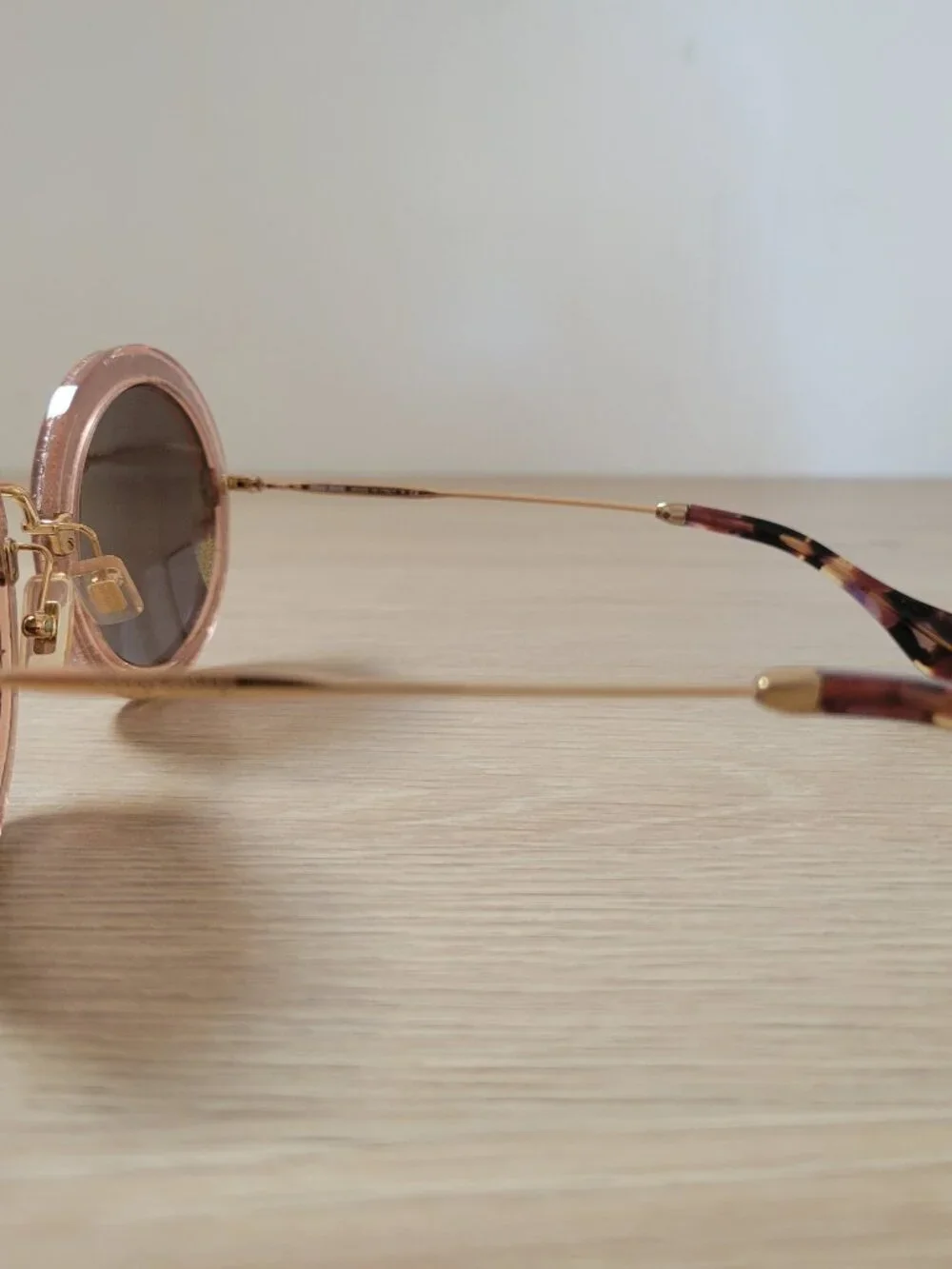 Miu Miu SMU 13N Round Glitter Sunglasses TKB-6X1 with Case & Pouch